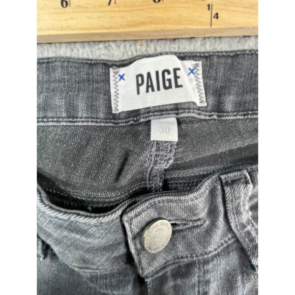 Paige Jeans Womens 30 Black Denim Straight Leg Pockets Verdugo Ankle Stretch - Picture 2 of 8